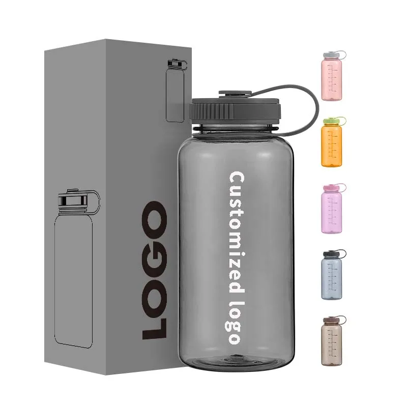 Wholesale 32oz 32 oz 1000ml Gym Drinking Clear BPA Free Tritan Plastic Wide Mouth Water Bottle with Lid nAlgenES Custom Logo