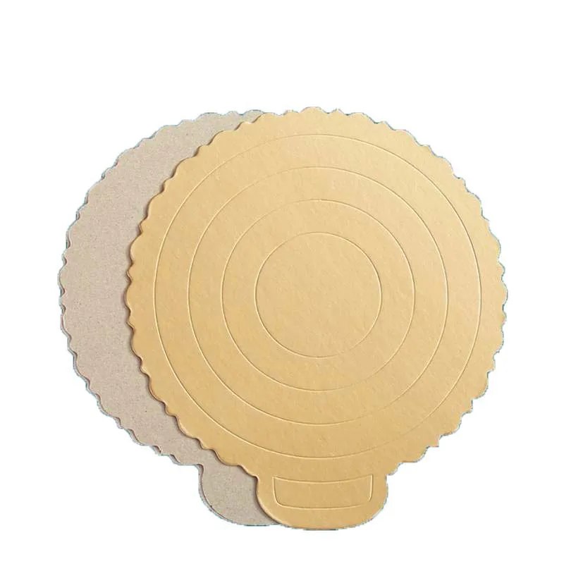 Custom Baked Cake Paper Board Pads Food Tray Golden Base Cardboard Mousse Mat Round Cake Pads