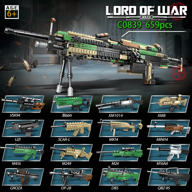 WOMA TOYS C0839 children mini bloc de construction assemble building brick block sniper diy 16 in 1 firearm gun toy kit