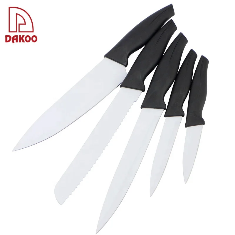 PP Handle Non-stick Coating 5pcs Kitchen Knives