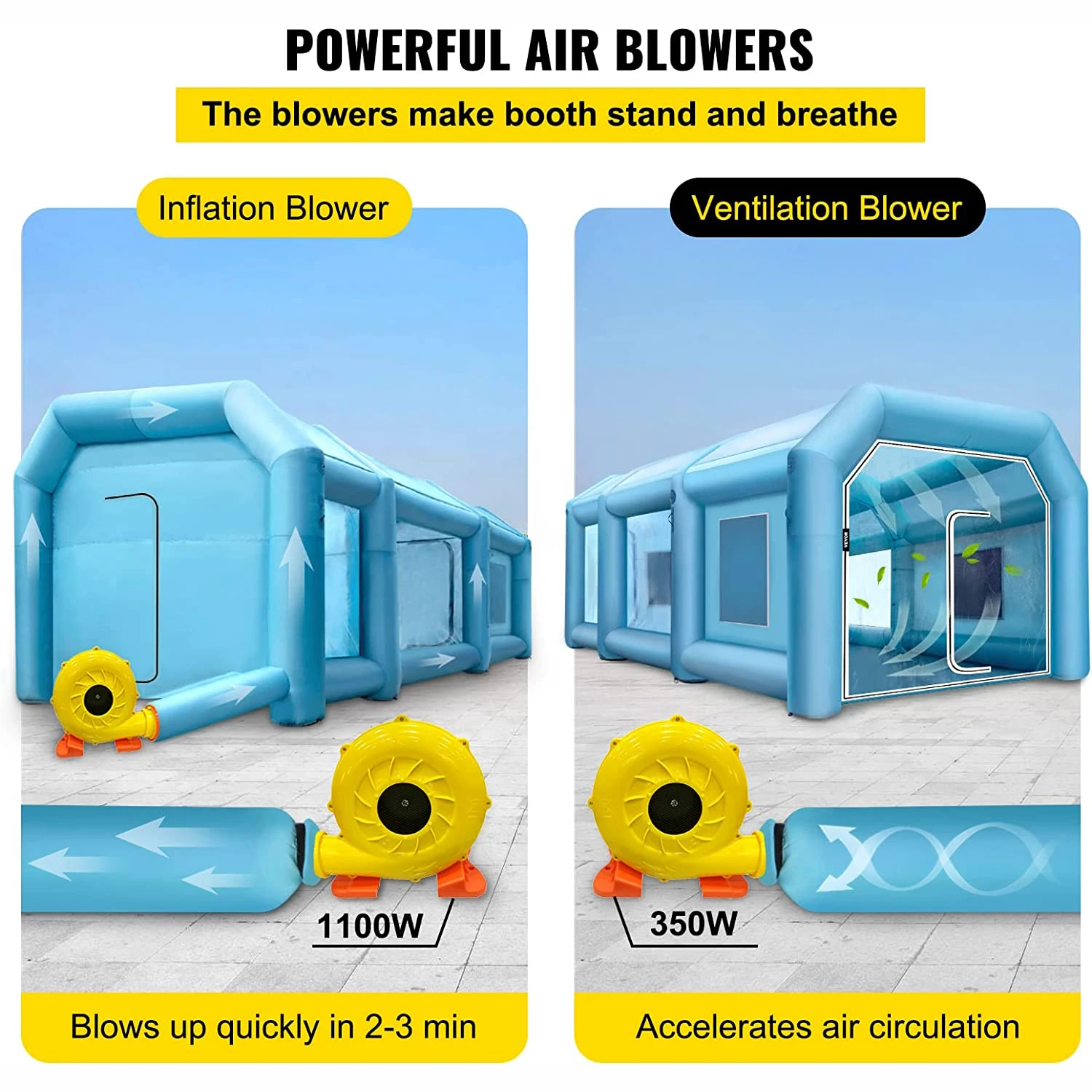 Air sealed type Customized inflatable spray booth for car paint with logo printing