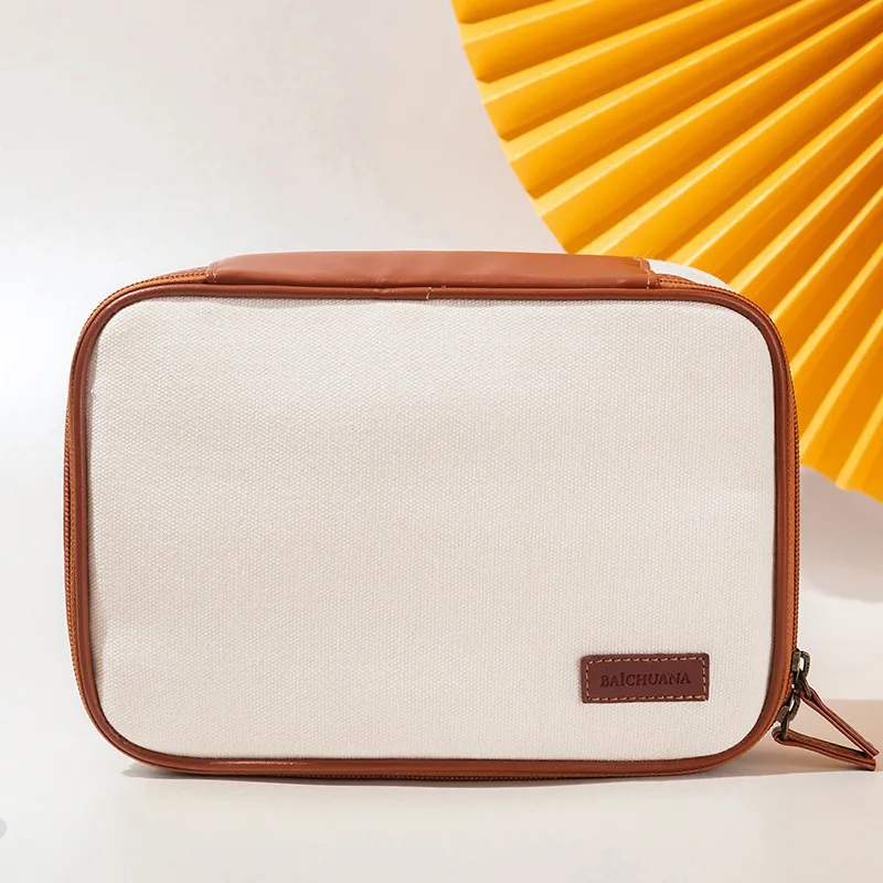 
Новая Корейская холщовая косметичка на заказ, модная женская сумка для хранения кистей, дорожная косметичка на молнии, оптовая продажа 