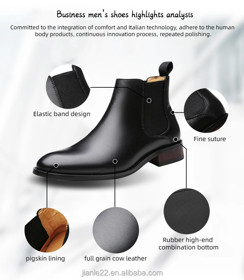 Genuine Leather Black Business Casual Leather Shoes Flat Fashion Custom Men Designer Luxury Liberty Chelsea Boots Winter Shoes
