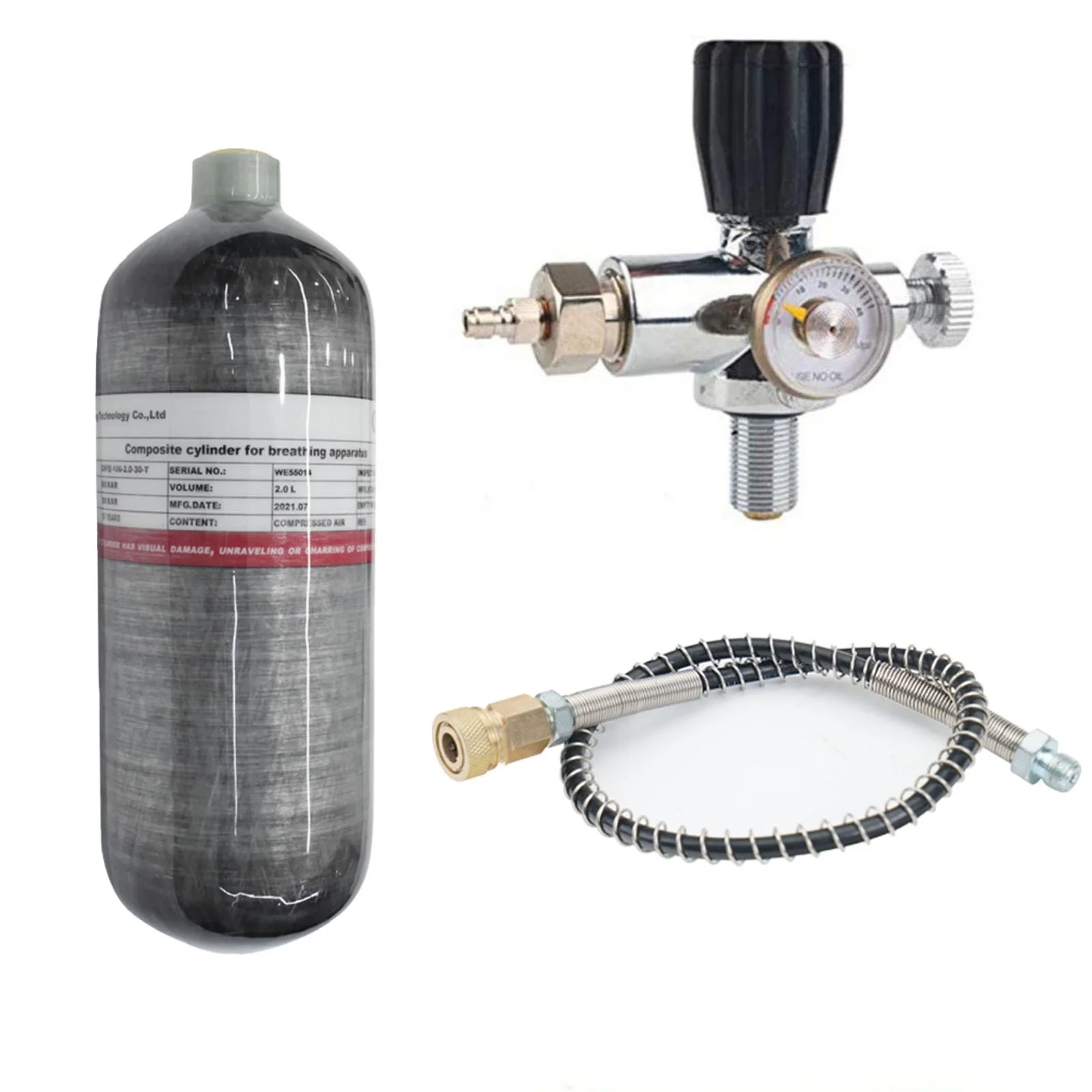 GP 2L 4500psi 300 bar 30mpa Gas Cylinder PCP Paintball Scuba Underwater Carbon Fiber Air Tank With 40Mpa Transfer Valve Gauge