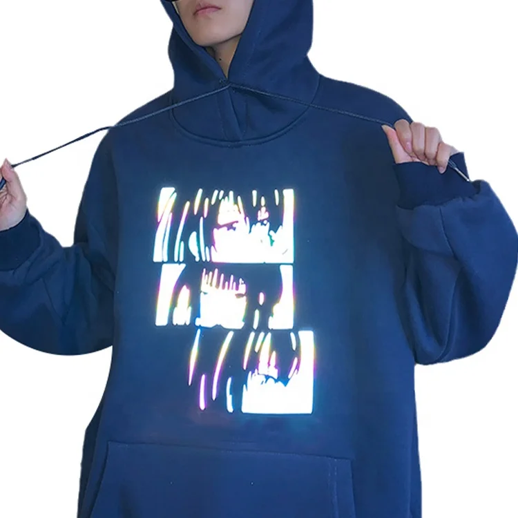 Finch garment custom reflective hoodie anime printing men hoodies reflective street oversized hoodie reflective clothing