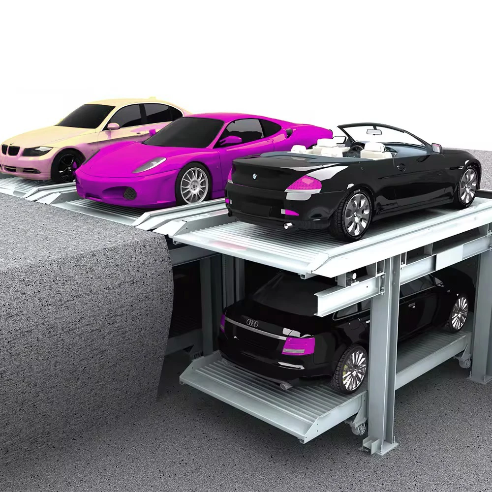 2 level simple pit car parking lift system for home resident and commercial underground car parking garage equipment