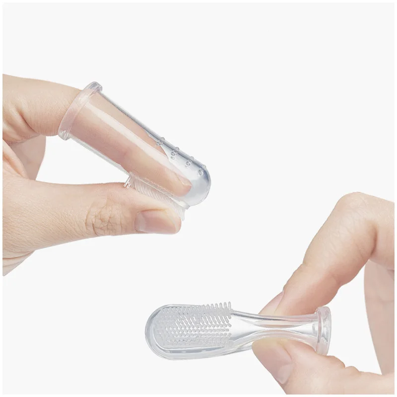 Baby Finger Toothbrush With Transparent Sust Box Baby Toothbrush Food Grade Silicone Finger Toothbrush For Baby Kid Wholesale