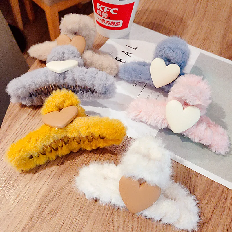 Manufacturer Wholesale Plush Hair Claw Clip Large Size Shark Clips Hair Claw For Women