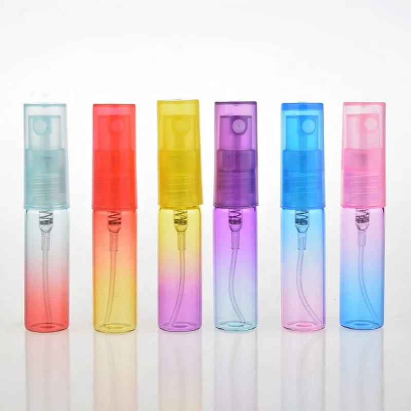 New 4ML Unique Perfume Bottle Plastic+Glass Sprayer Gradient Color Perfume Bottle Glass Tube Perfume Bottle