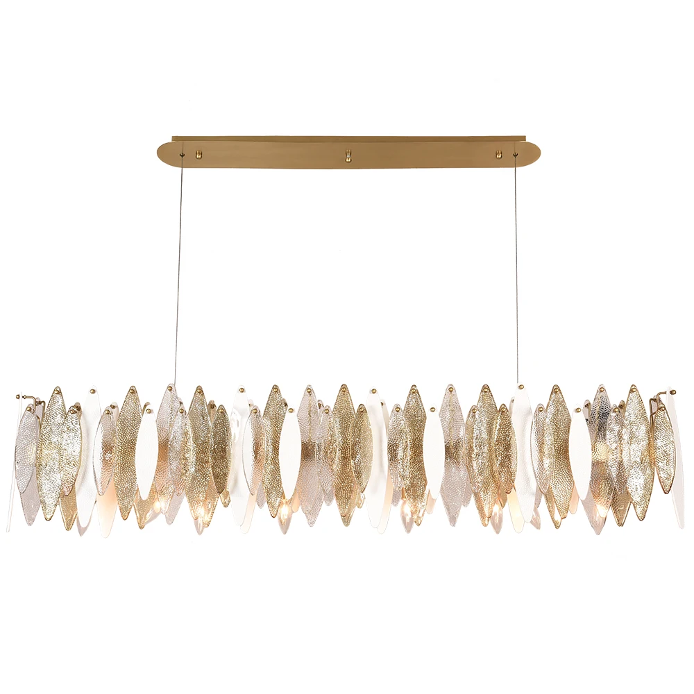 Modern chrome-plated fashion hand-leaf glass luxury Villa restaurant glass chandelier