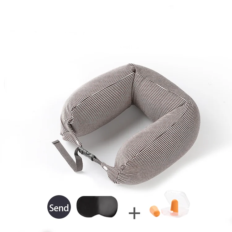 Manufacturer Custom Logo Stripped Pattern Good Quality Travel Office Usage Neck Pillow