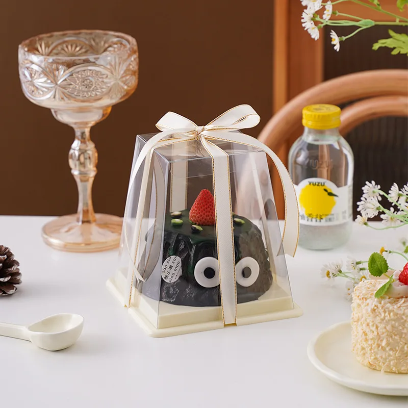 New clear plastic volcano shaped cake box transparent style mini cake packaging cupcake box