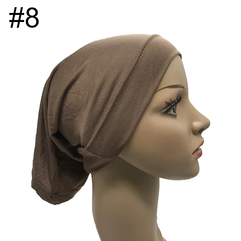 28 color short base tube cap modal cap Arabic scarf Muslim elastic cover solid cotton barrel cap