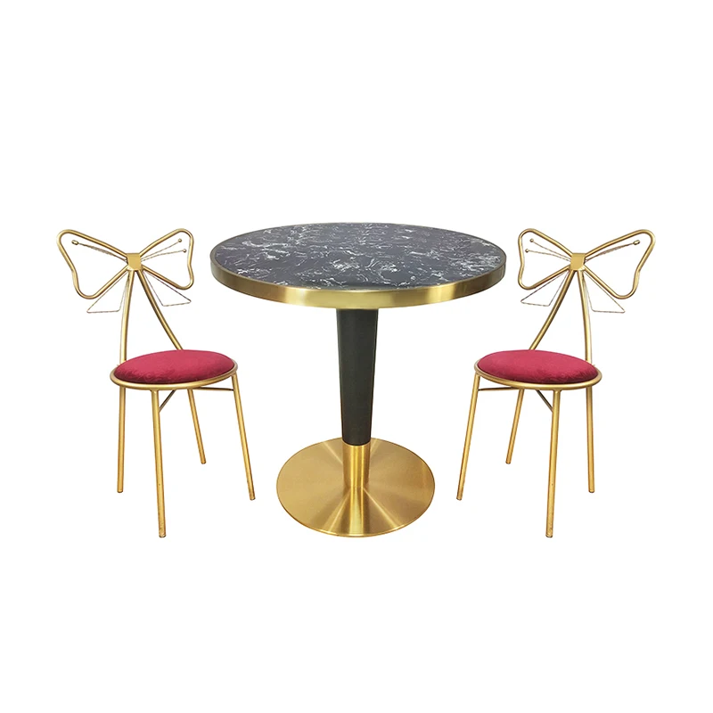Прямая поставка с завода Набор круглых мраморных столиков и стульев для ресторана в скандинавском стиле