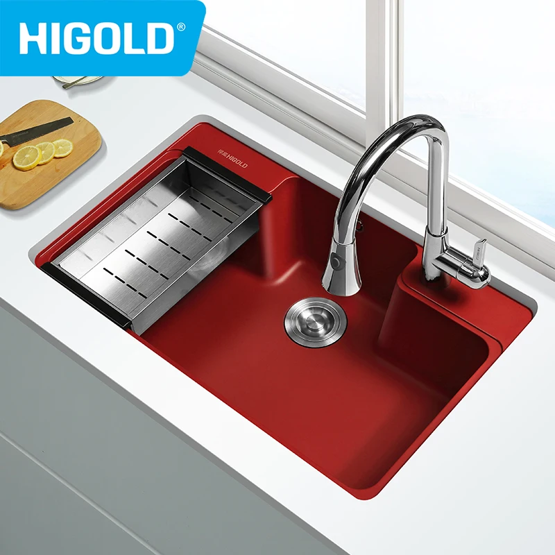850*480*200mm Red Double Bowl Sink Undermount Installation kitchen Cabinet Countertops