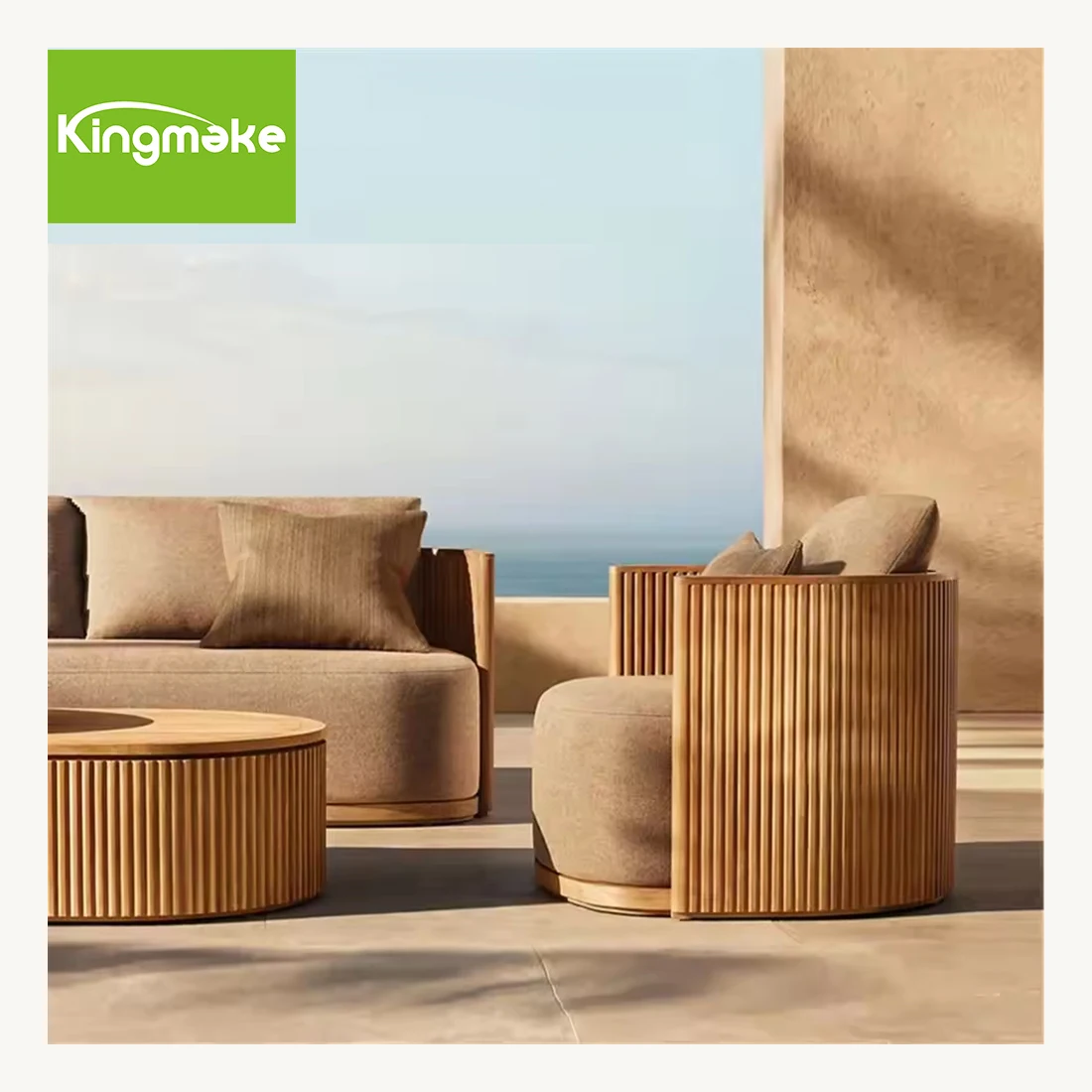 Outdoor Furniture Garden Sets Sofa Teak Solid Wood Lounge 3 Seater Hotel Poolside Outdoor Sofa Set