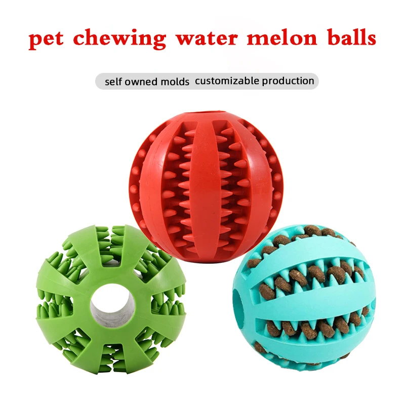 Pet Toys Training Anti-choking Leakage Food Cleaning Teeth Walking Elastic Watermelon Ball Toys Wholesale