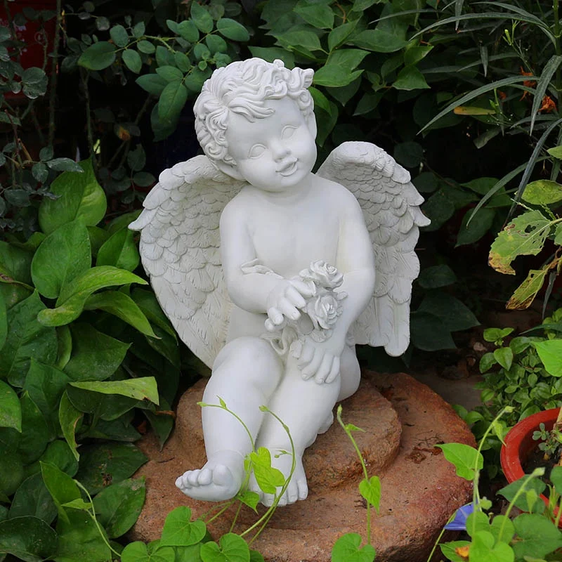 Children Garden Statues Best Selling Little Angel Resin Wholesale Custom Customized Europe Craft White Angel Statues