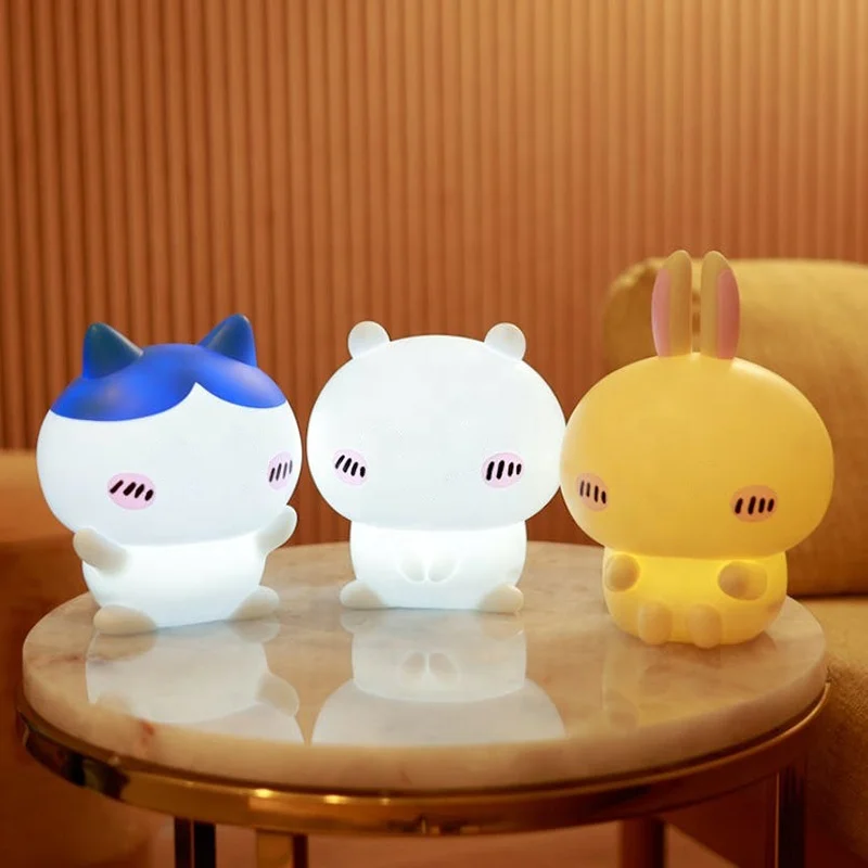 Cartoon Funny Children Nightlights Lamp  LED Night Silicone Baby Light up Toys Custom Logo Pattern Shape