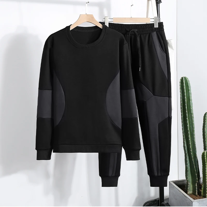 
 Костюм с капюшоном на заказ, зимний утепленный бархатный свитер, трендовая повседневная спортивная одежда с прострочкой, мужская одежда  