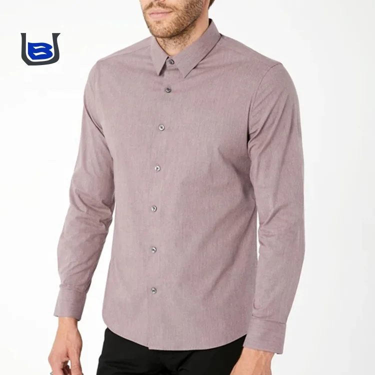 Factory supply customized cvc spandex luxury casual mens long sleeve plaid shirts