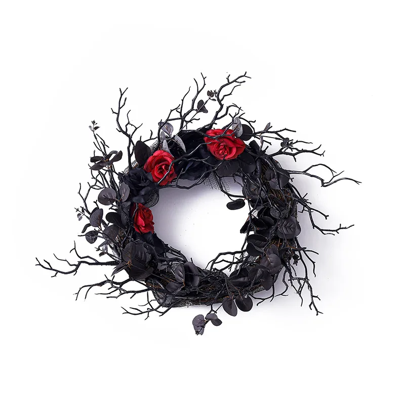 Halloween Dead Branch Garland Artificial Black Decorative Wreath Door Hanging Horror Festive Arrangement Decorative Garland