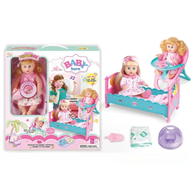 Hot Sale Girl Toy Pretend Play Bed Set Baby Doll Crib | Juguetes Baratos De China