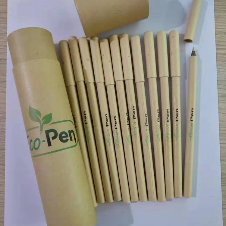 Recycled Pulp Material Paper Tube Eco-friendly Pen Kraft Paper Ballpoint Pen Customized Logo