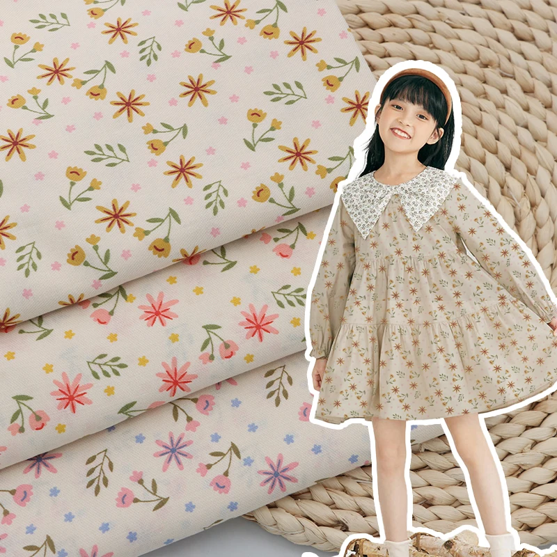 MOQ 1 meter popular ladies plain 100%cotton printed floral twill weave fabric for children Print dress Kids Cartoon Fabric