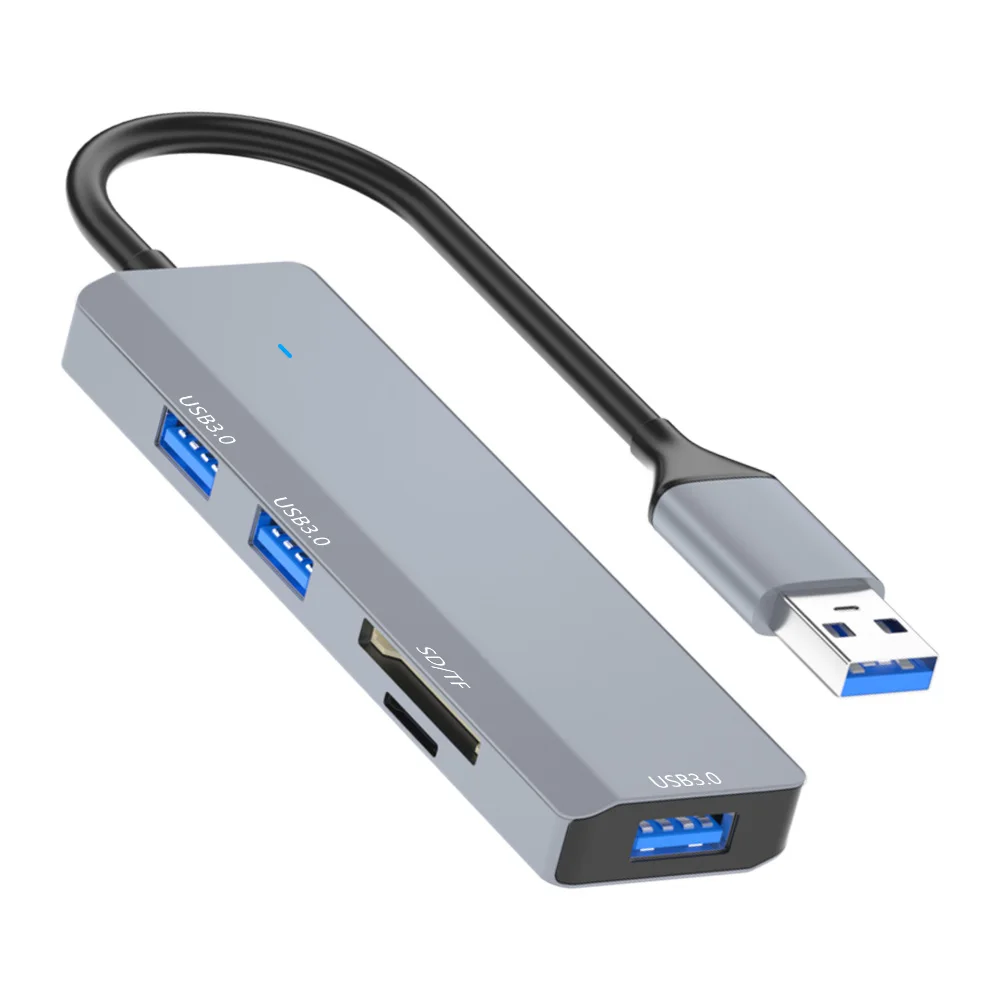 5-in-1 USB HUB 5-port USB3.0*3 SD/TF card reader divider makes it easy to transfer large image files