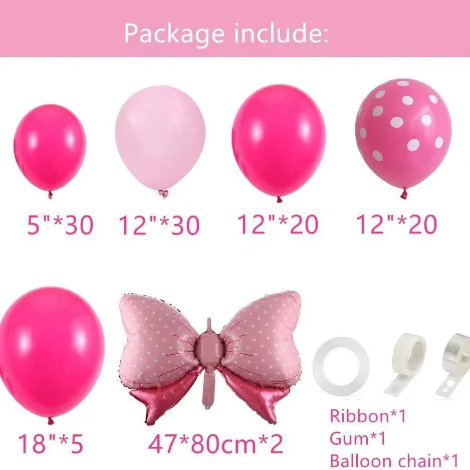 Girls Birthday Party Decorations Wedding Baptism Decor Mouse Balloon Arch Garland Kit Pink Rose Red Latex Balloons