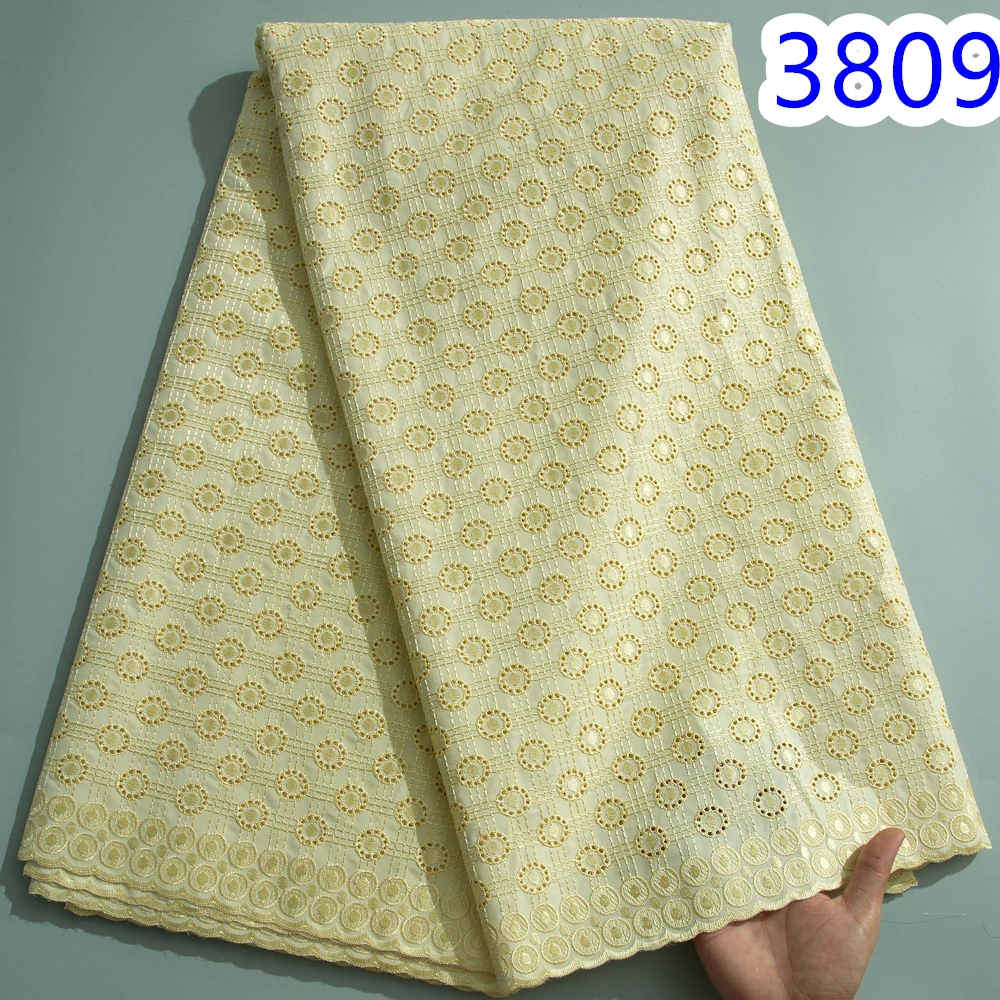 Swiss Lace Fabric 2024 High Quality Original Dubai Cotton Lace Nigerian Fabric Embroidery 5 Yards African Dress for Men3809