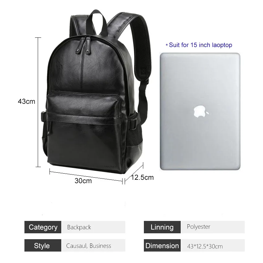 Men Backpack Leather School Backpack Bag Fashion Travel Bag Backbag Back Pack Laptop Bag For Man Backpack
