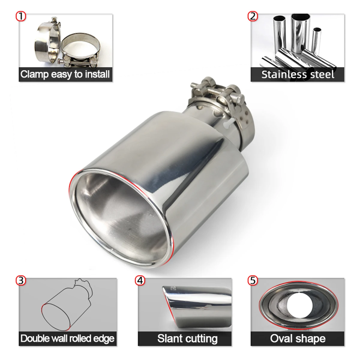 1 Piece Car Exhaust tips Muffler Stainless Steel Pipe for Mercedes Benz W204 AMG C63 C65 modify