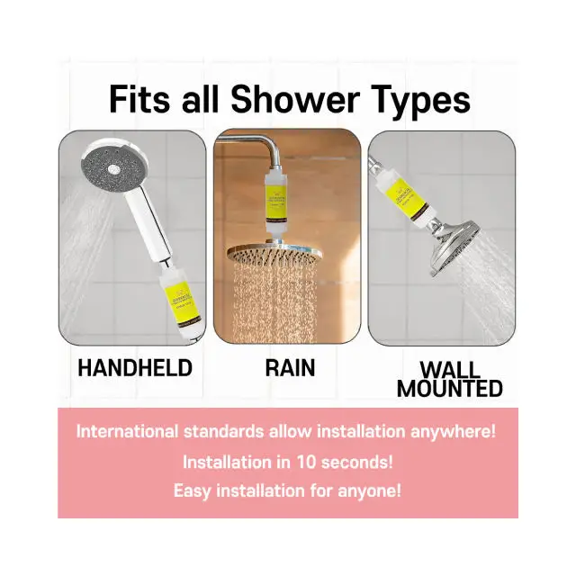 Skin and Hair Care Lemon Aromatherapy Vitamin C Shower Head Filter Korean Rust and Chlorine Removal Water Purification Filter