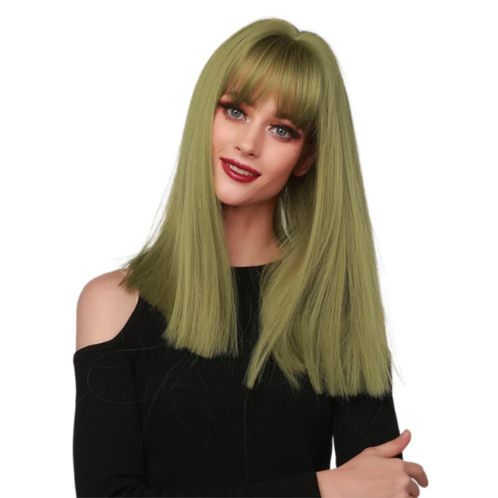 Meiwei Factory Direct Selling Hair Wig Review Short Straight Green Synthetic Bob Halloween Mask Costume Wig Grip Natural