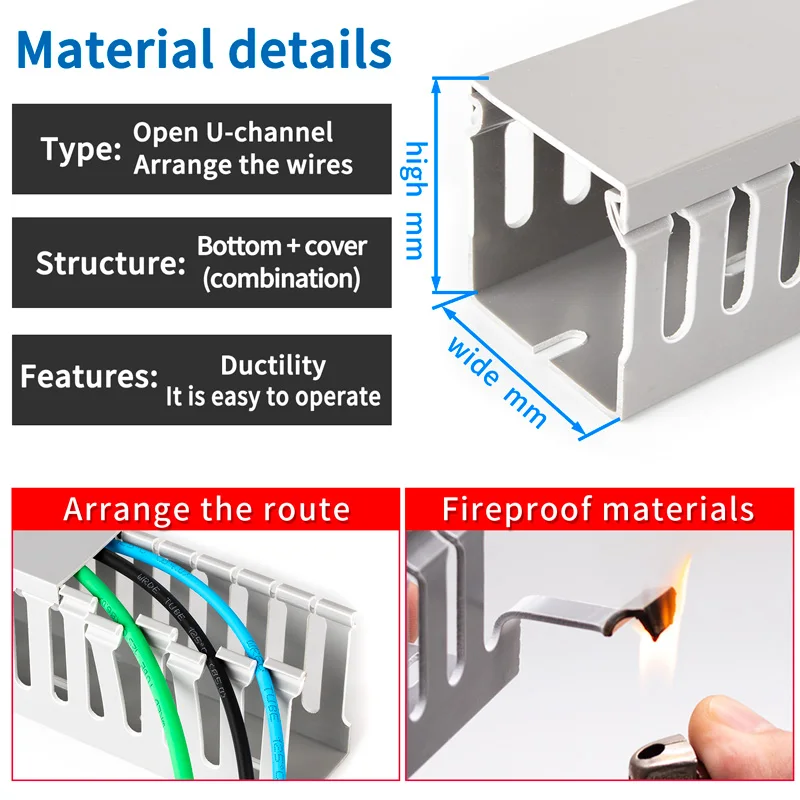 Trunking PVC Slotted Cable Trunking Gray Blue (Wiring Tube)Cable Tray Conventional