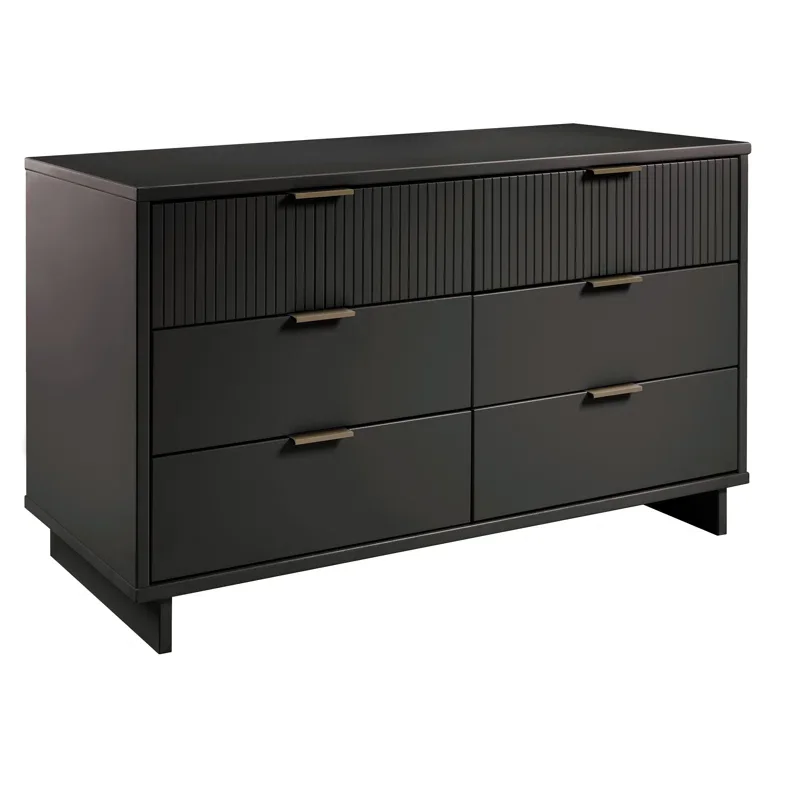Living Room Furniture Black 6 Drawer Dresser Chest of Drawer for Bedroom
