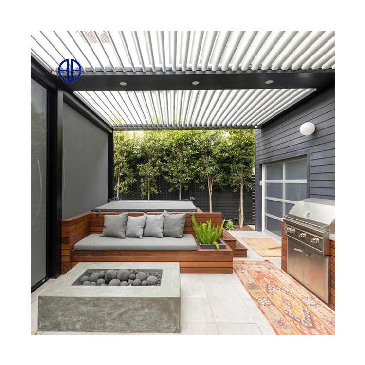 Villa Garden Aluminum Louver Pergola Outdoor Waterproof Roof Motorized Garden Pergola For Sale