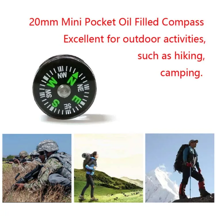 20mm Plastic Mini Compass with North Needle for Outdoor Activities and Novelty Gifts