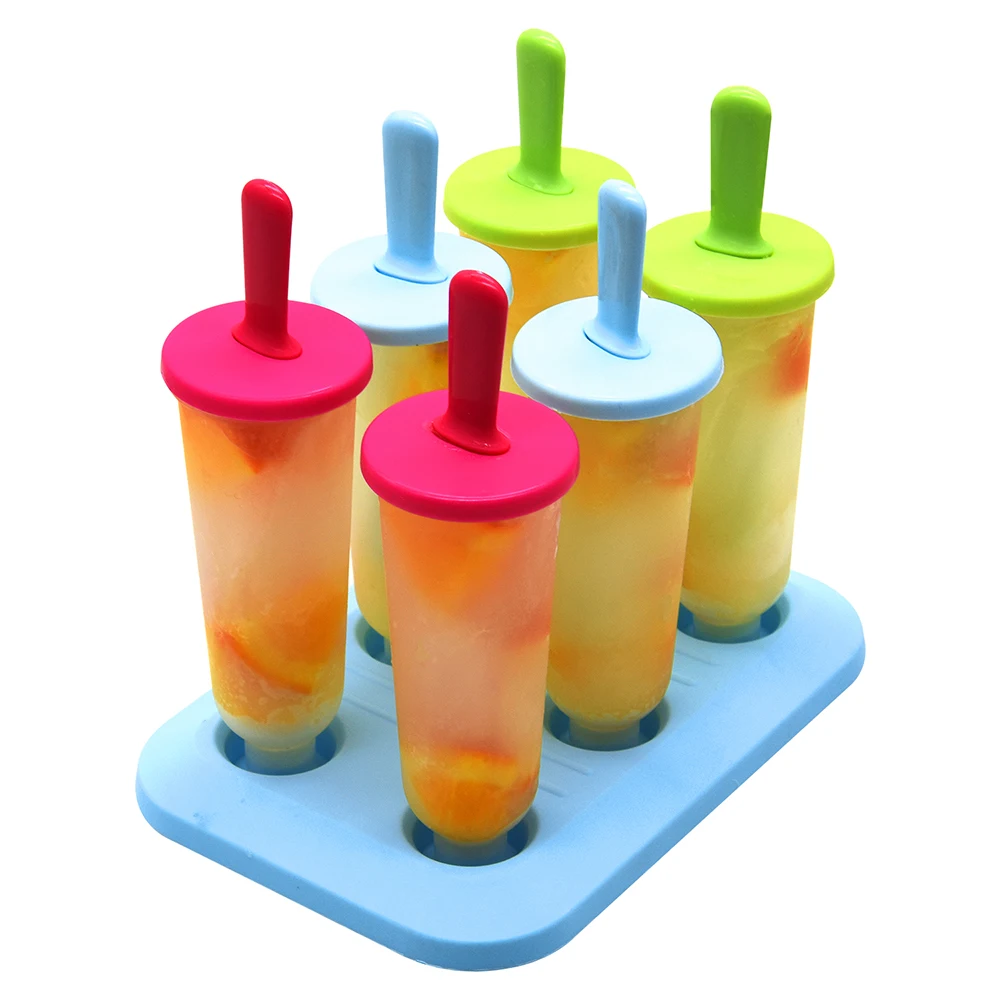 Set of 6 Plastic Popsicle Molds Ice Popsicle Molds Ice Maker Kid ice cream tray holder lolly pops