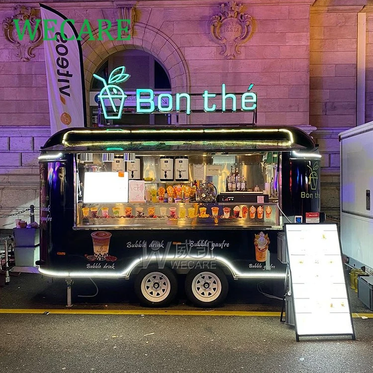 WECARE Catering Trailer Para Comidas Rapidas Hot Dog Cart Snack Food Truck Mobile Bubble Tea Juice Beer Bar Trailer for Drink