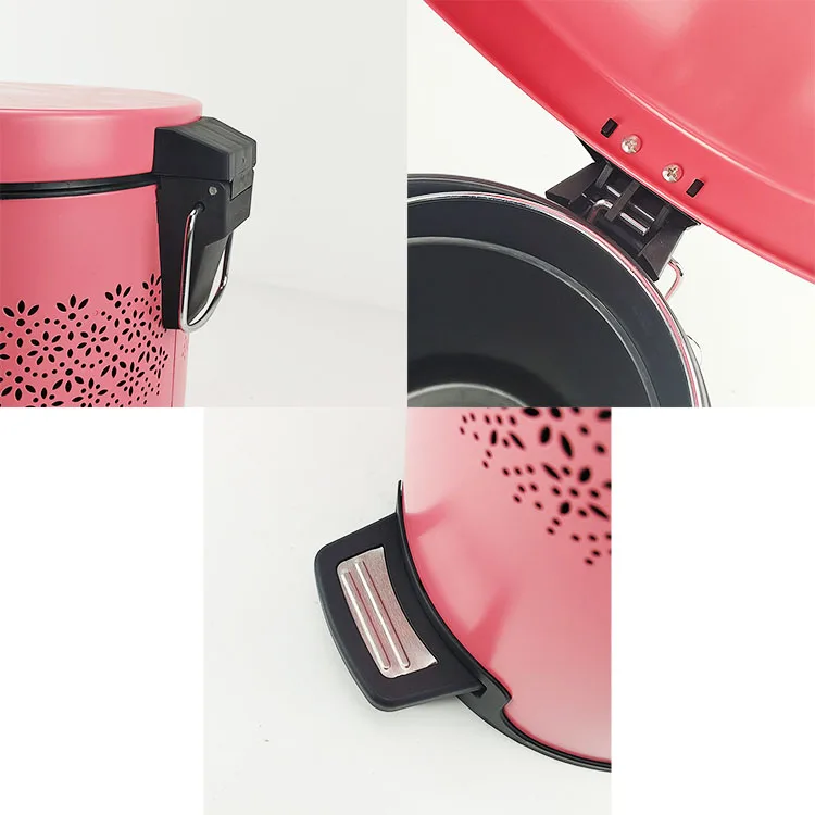 BX metal pedal bin round step trash with lid kitchen small garbage can waste bucket for bathroom