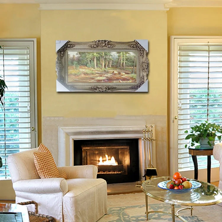 Hand painted forest landscape green trees river natural landscape wall painting living room large painting