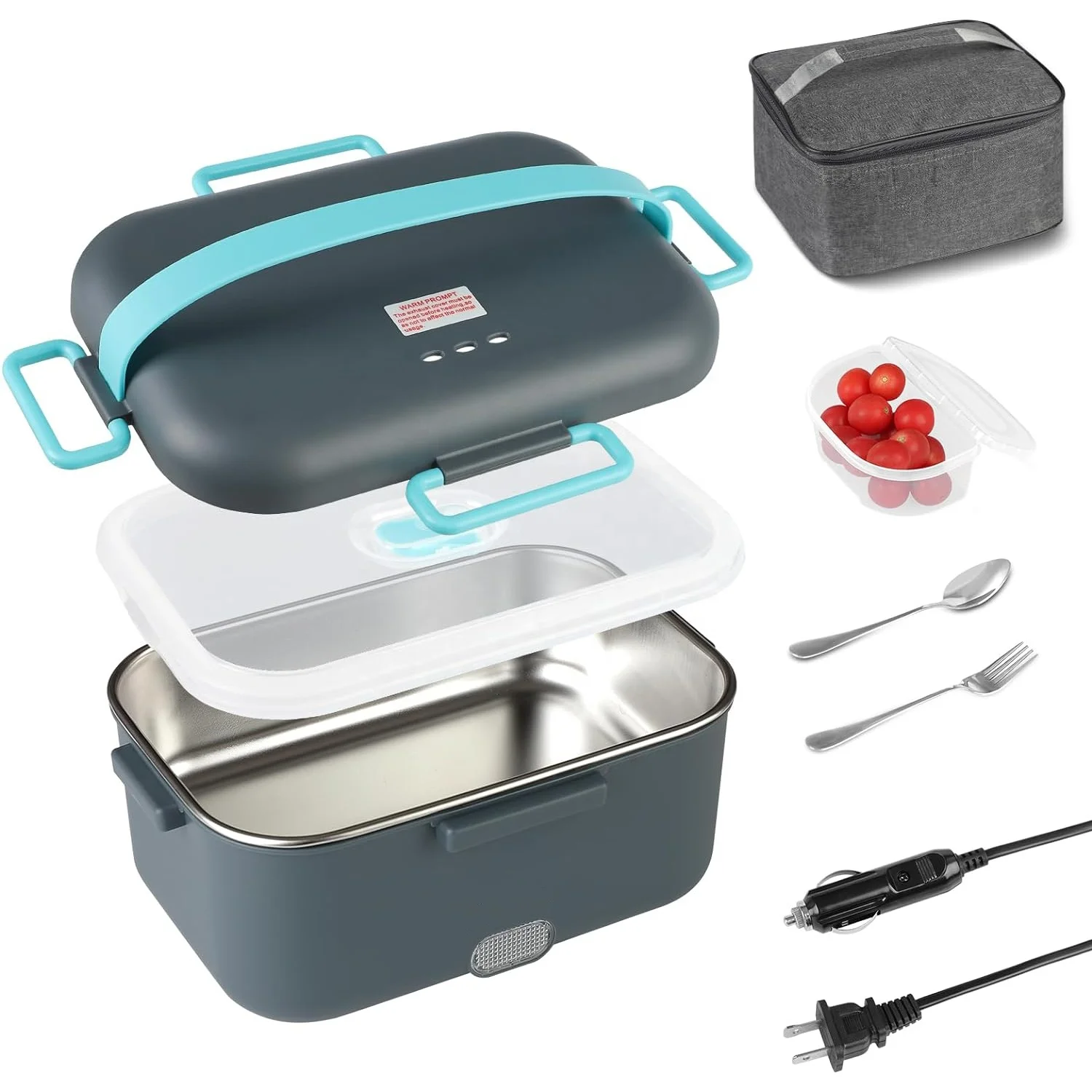 Multi-purpose 304 stainless steel food heater portable electric lunch box food warmer for travel home office car