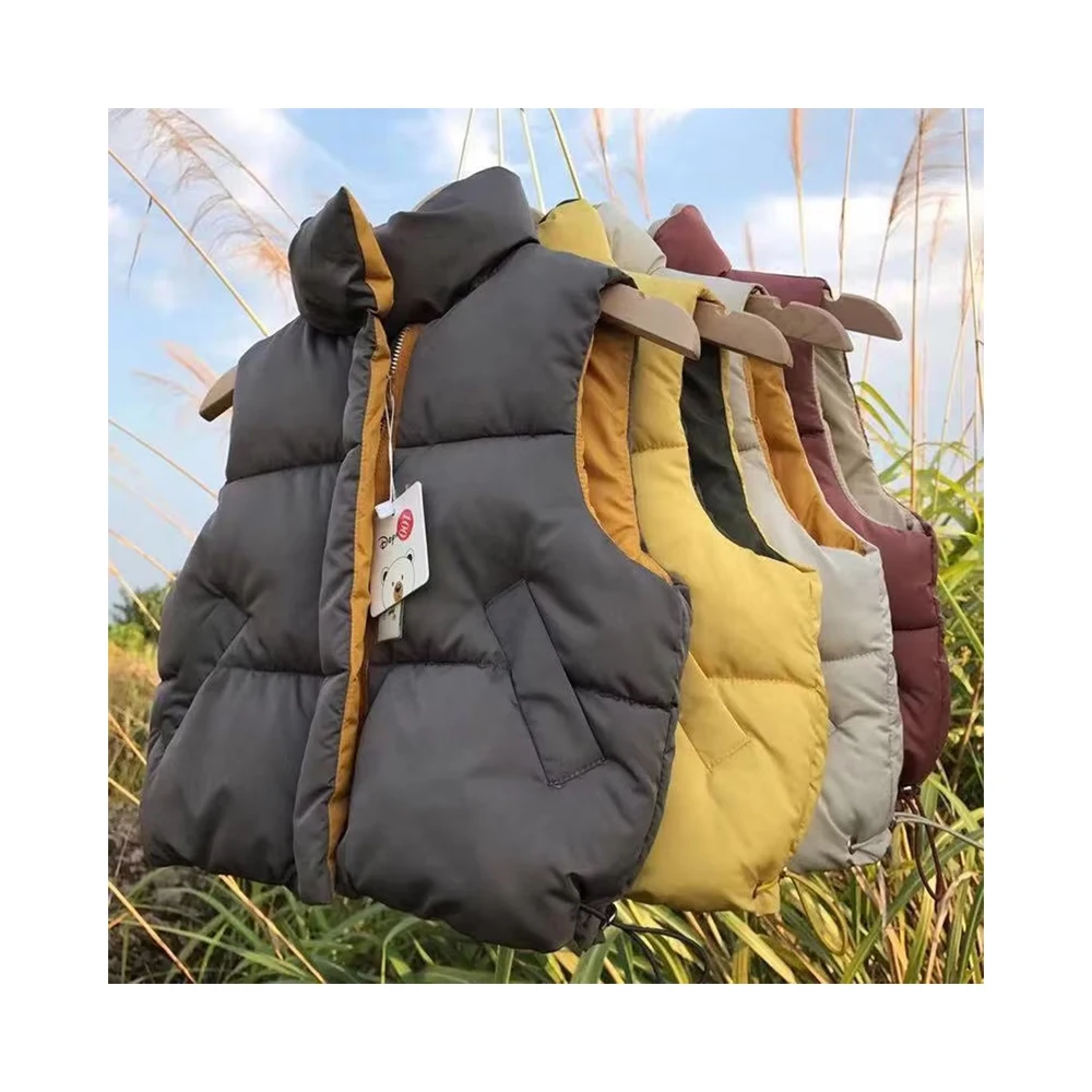 Boutique Fashion Children Winter Stand Collar Thick Warm Vest High Quality Outerwear Sleeveless Down Cotton Vest