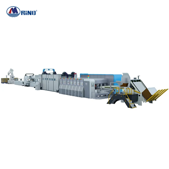 Corrugated Box Flexo Printing Slotting Folding Gluing Machine FFG Inline Factory Price