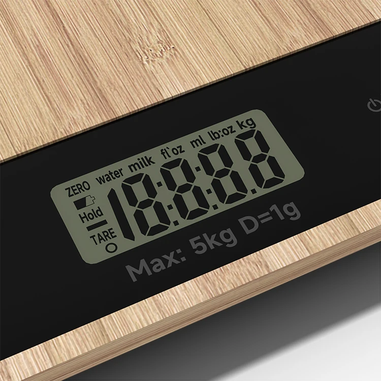 Touch Control Bamboo Panel LCD Display ABS Plastic 5K Digital Household Food Kitchen Scales