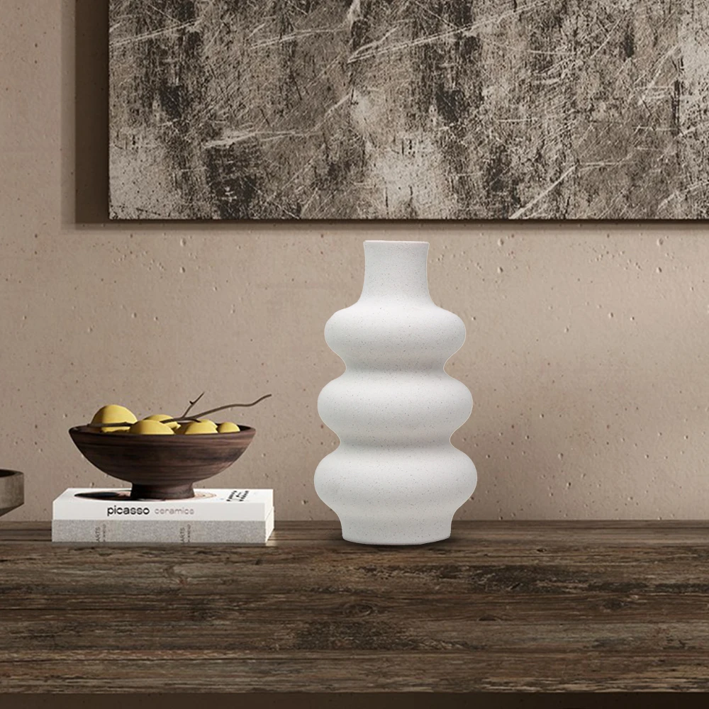White Nordic Creative Minimalist Modern Ceramic Porcelain Vase Interior Decorations Home Decor Items For Living Room Table