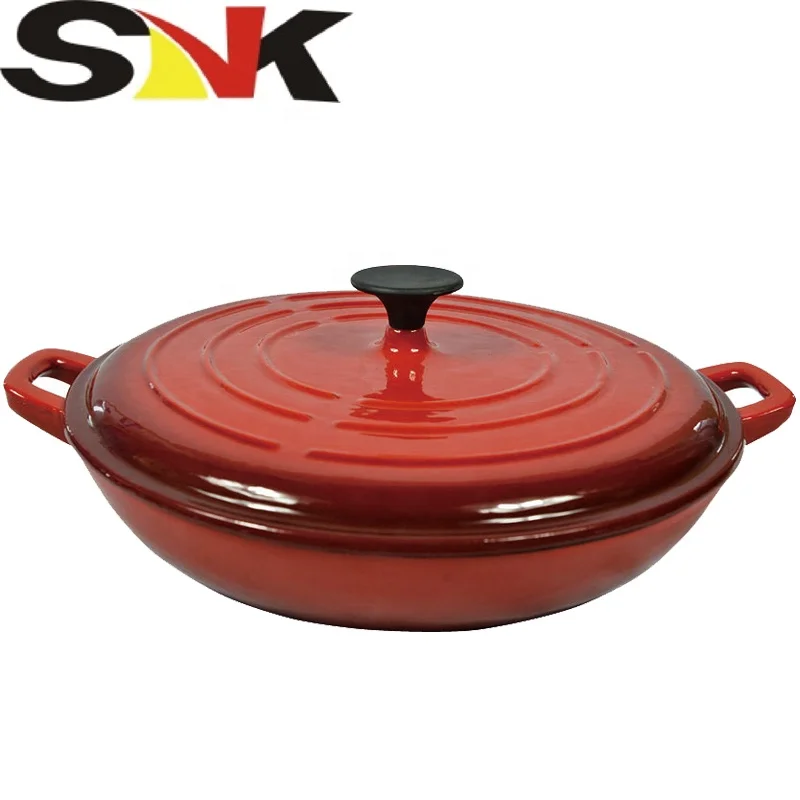 Enameled Signature Cast Iron Casserole Seafood and Mussel Pot High Quality with Lid and Dual Handles